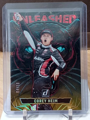 COREY HEIM 2025 DONRUSS RACING UNLEASHED CRACKED ICE GOLD SSP #10/10