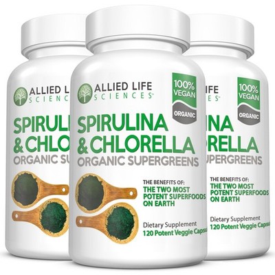 Allied Life Spirulina and Chlorella | Organic Chlorophyll Vegan Protein Powde...