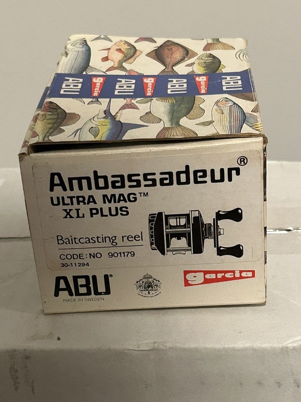 Old Vintage ABU GARCIA AMBASSADEUR ULTRA MAG XL PLUS Casting Reel + Box - Sweden