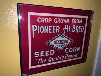 Pioneer Hi-Bred Seed Corn Farm Feed Store Barn Farmer Advertising Sign