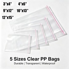 Clear Resealable Recloseable Self Seal Adhesive Cello Lip Tape Poly Plastic bags