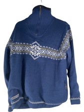 TechTex Jumper Mens Size Large Blue Polyester Wool Nordic Patterned 