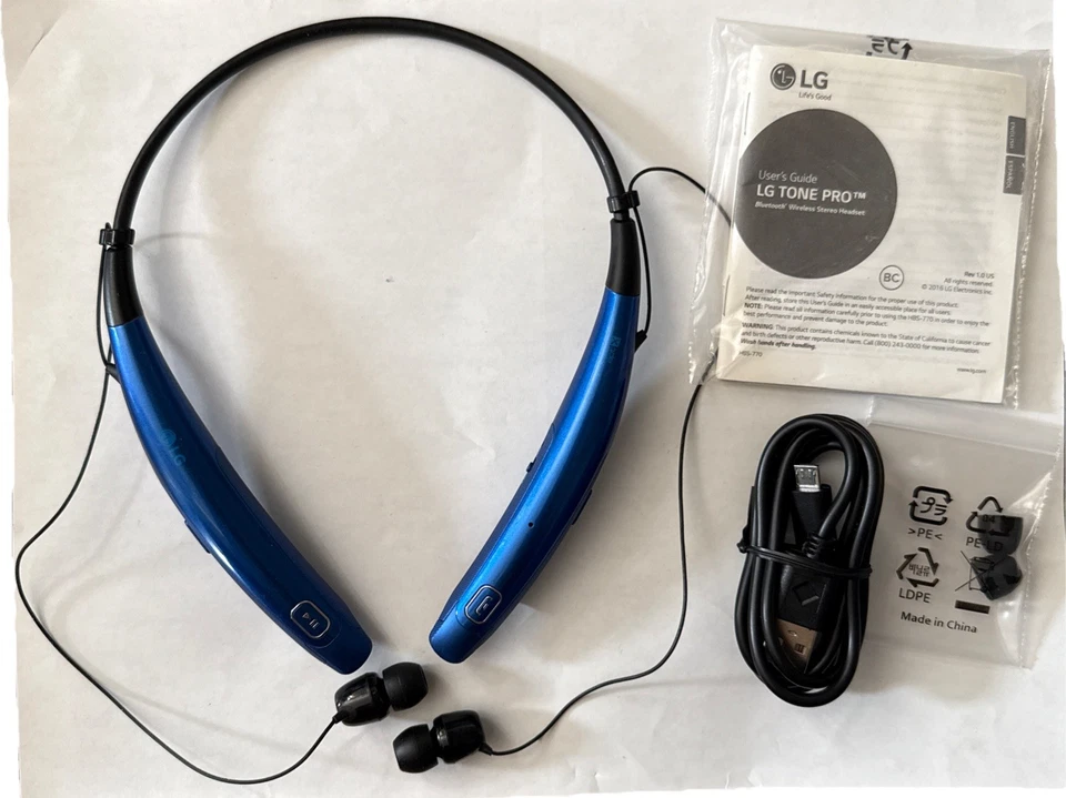 LG Tone Pro HBS-770 Wireless in-Ear Behind-the-Neck Headphones - Blue - Image 3 of 4