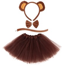 Monkey Costume Monkey Ears Headband and Tail, Bowtie, Tutu 4PCS Wildlife Cosp...