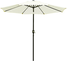 9' Patio Umbrella Outdoor Table Umbrella with 8 Sturdy Ribs Beige