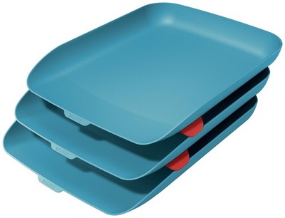 Leitz A4 Letter Tray, Set Of Three, Cosy Range, Calm Blue, 53582061 Calm Blue Se