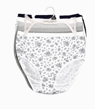 LAURA ASHLEY ORGANIC COTTON BRIEFS PANTIES M 5 PACK FLORAL SOLIDS SUPER SOFT NEW