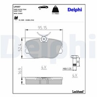Delphi Bremsbelagsatz, Scheibenbremse LP597 FüR MERCEDES-BENZ