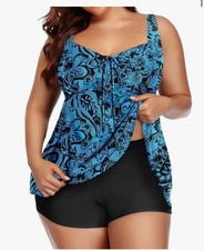 Yonique Plus Size Tankini Swimsuits for Women Tankini with Shorts Two Piece
