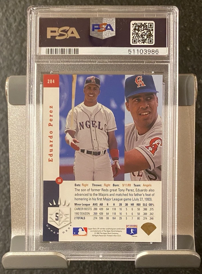 1993 Upper Deck SP Eduardo Perez Rookie Foil #284 PSA 9 MINT -Only 1 Higher -WOW - Image 2 of 2
