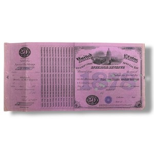 1878 $50 Malt Liquor Dealer US Internal Revenue Special Tax Stamp (Purple)