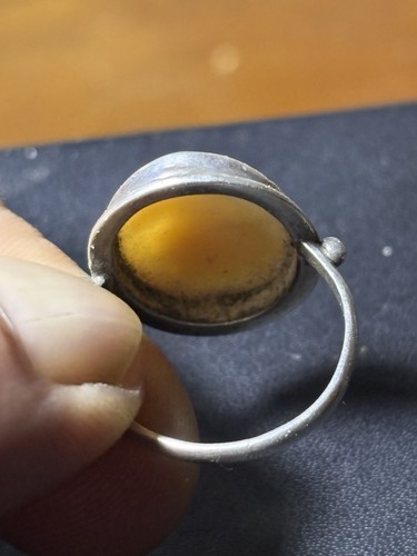 Bague Ancienne En Argent Sertie D’un Camée Silver Ring Taille 55 - Foto 4 di 5
