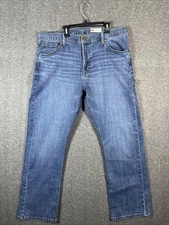 Wrangler jeans relaxed boot cut men’s blue denim size 36×30 zipper button flower