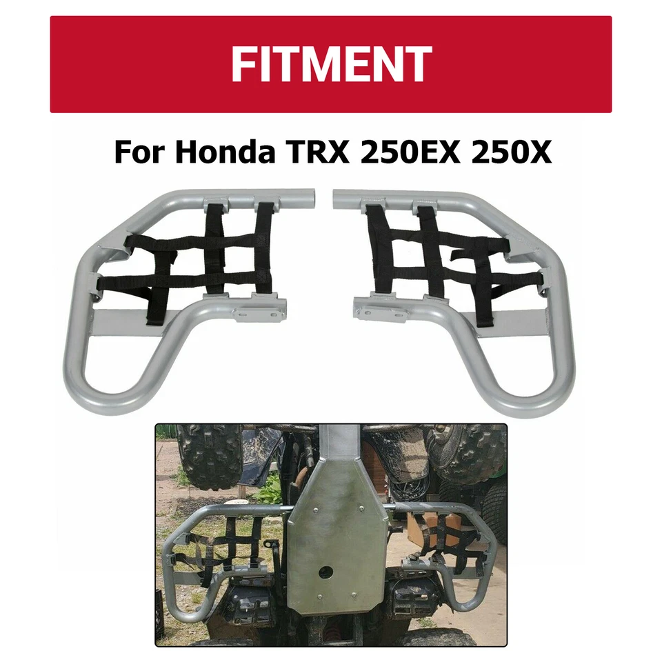 Aluminum Nerf Bars Silver bar Black nets For 2001-2024 Honda TRX 250EX 250X Pair Foto 2 de 4