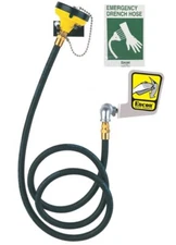 ☀️Encon Wall Mount 6ft Drench Hose Eyewash Station, Push Plate Activated w/ Sign