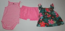 New Carter's 6m Girls 3 Piece Summer Set Tropical Floral Print Swing Top Shorts
