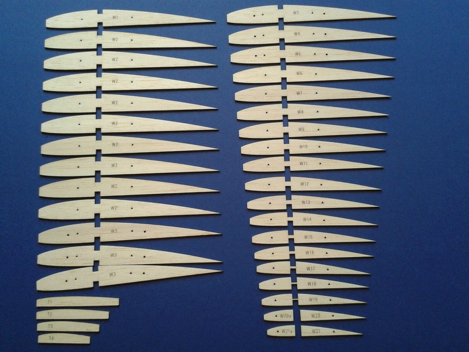 Keil Kraft Elmira 116in RC Model Glider Laser Cut Balsa Wing RIB Set ...