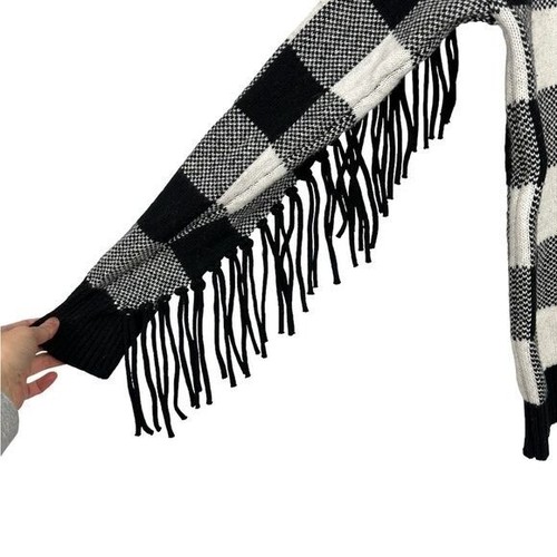 LAUREN Ralph Lauren Black Label Buffalo Plaid Fringe Sweater Wool size Small NWT - Picture 4 of 8