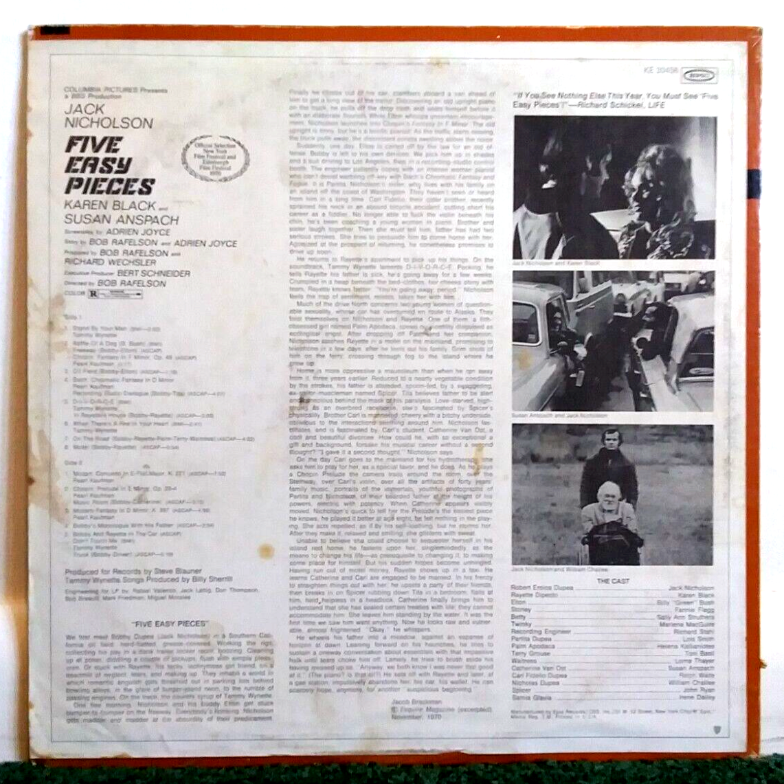 Jack Nicholson - Five Easy Pieces Soundtrack 1970 Vinyl LP