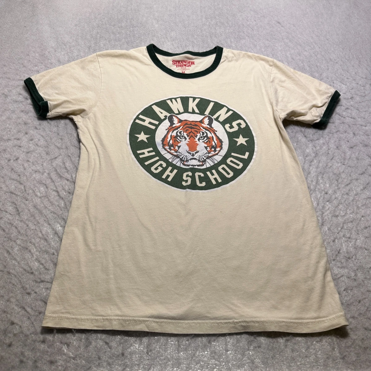 Stranger Things T Shirt Mens Medium M Off White Green Hawkins High