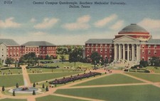 Dallas Texas Southern Methodist University Central Campus Quad 1958 Postcard