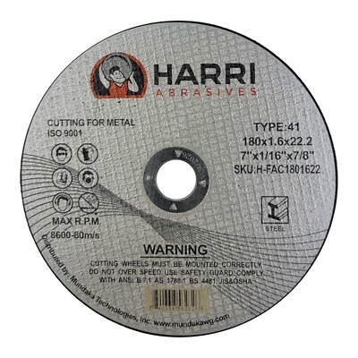 Thin Cutting Disc, Steel Freehand Cut-off wheel - 7'' x 1/16'' x 7/8''