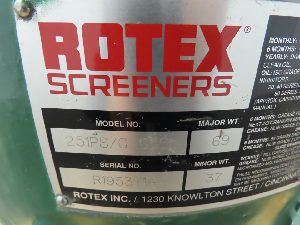 Rotex Screeners 251PS/C SSSL Shaker Drive Head Gear Box | eBay