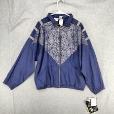 NEW Vintage Rock Creek Casuals Windbreaker Womens Sz XL Purple Scroll Full Zip