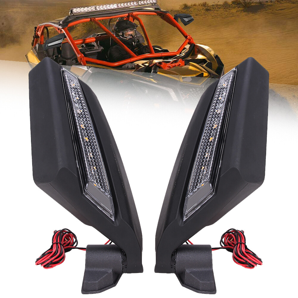 UTV Racing Side LED Turn Signal Mirrors Set for Can Am Maverick X3 Max 2017-2025