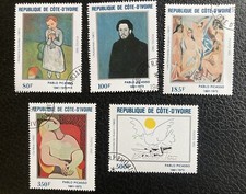 Ivory Coast: SC #646-650, comp. set of 5 Picasso Paintings 1982. Lot #02-0021901