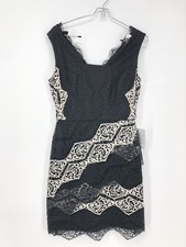 Maggy London Size: 4Petites Short Dress Color:BLACK and WHITE Lace