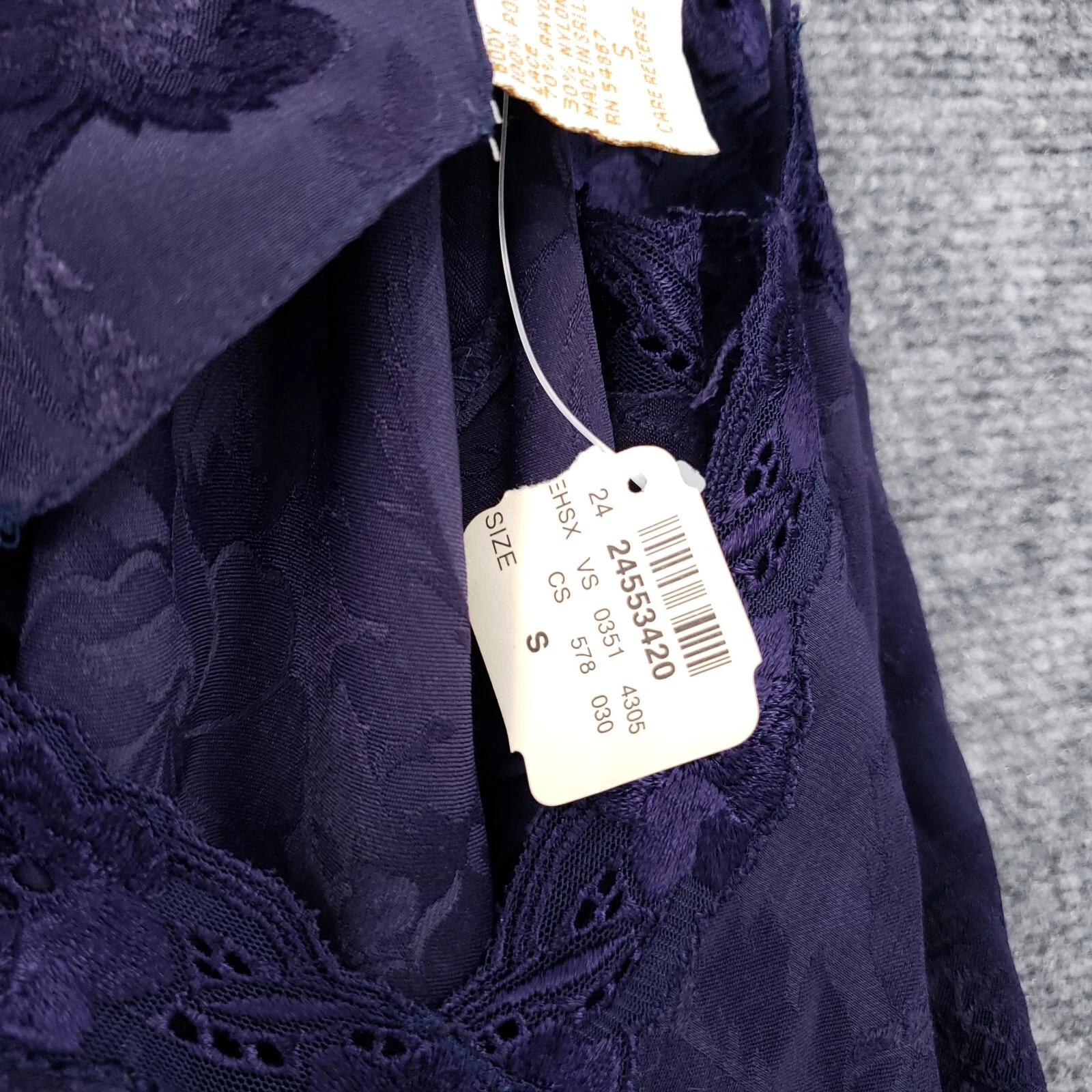 UNDERCOVER VINTAGE Victorias Secret abito slip donna S piccolo viola mini floreale scollo a V cami