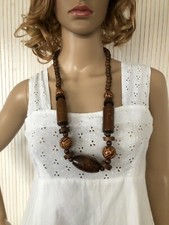 Collier de grosses perles en bois Bijou Fantaisie B002
