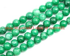 6/8/10/12/14mm Round Drak Green Natural Jadeite Gemstone Stone Loose Beads 15''