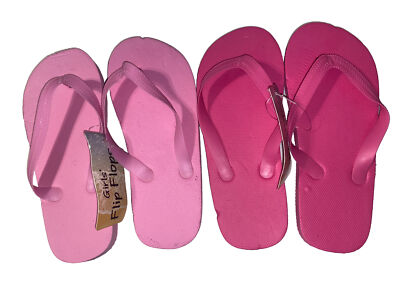 Girls Pink/hot Pink Flip Flop Sandals Size M 13-1 Lot Of Pairs