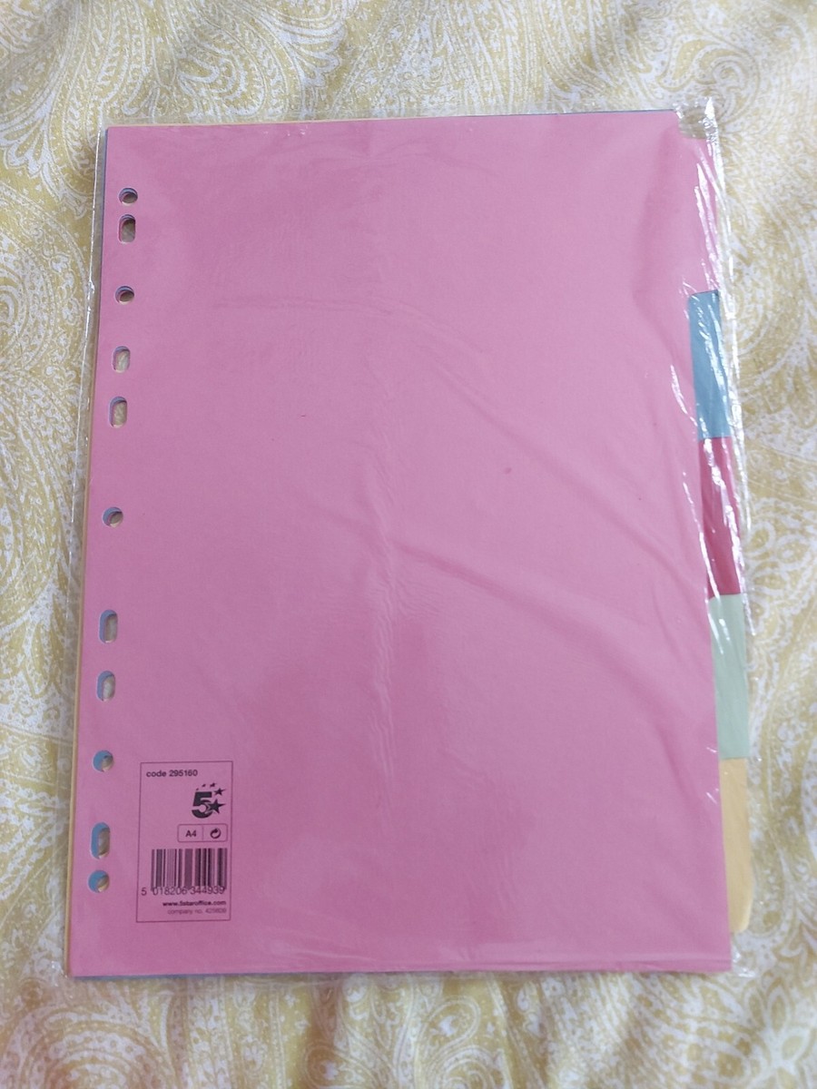 Multi-colored Tabs Elba A4 File Dividers - 10 Part Plastic Index ...