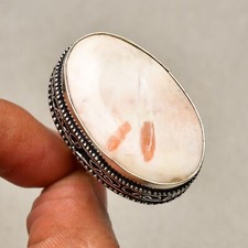 Scolecite Gemstone 925 Sterling Silver Handmade Jewelry Ring Size 7