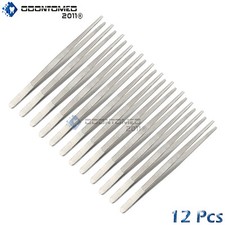 12 PCs 8" Stainless Steel Tweezers, Thumb Dressing Forceps, Serrated Forceps
