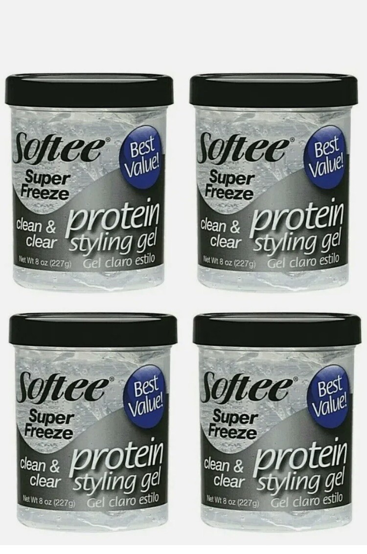 4 Pack Softee Super Freeze Protein Hair Clear Styling Gel, 8oz x4 BEST