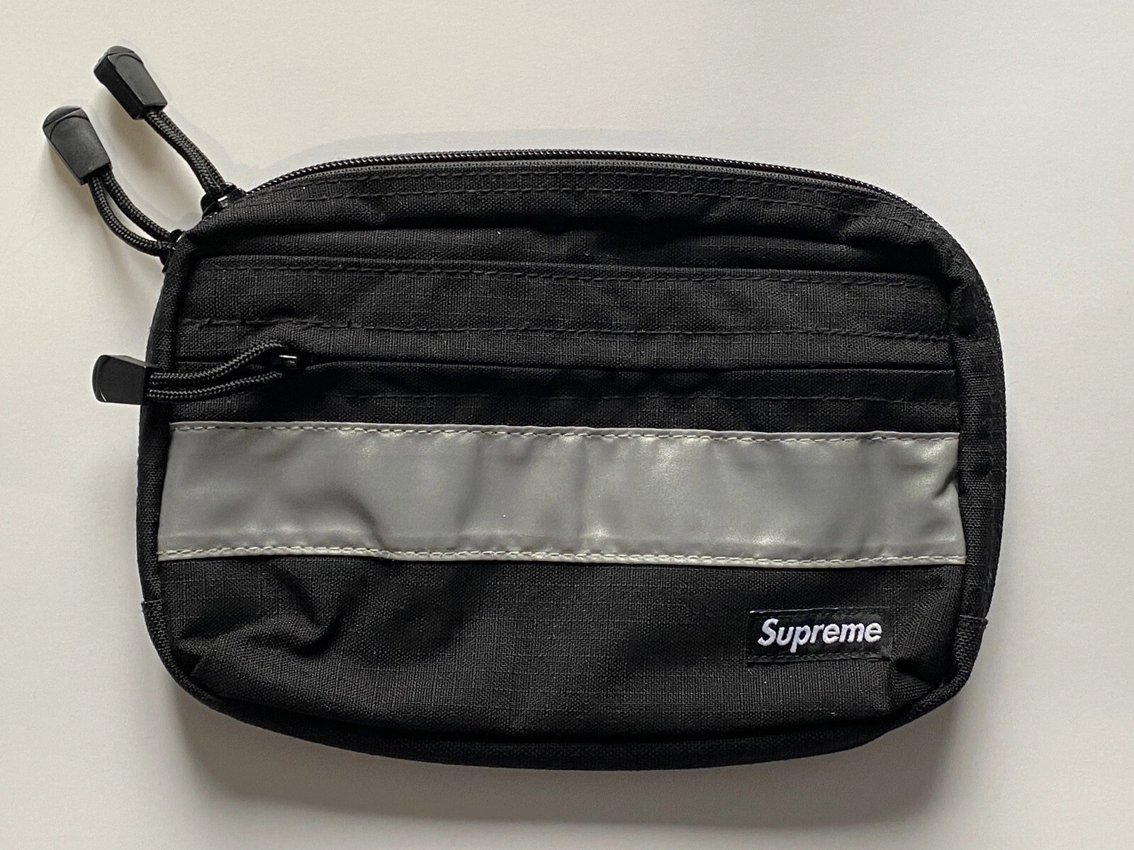 FW14 Supreme Hi Vis noir hanche sac bandoulière boîte tissu cordura logo réfléchissant