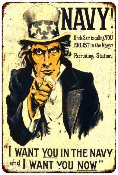 US NAVY Wants You Vintage Retro Reproduction Gift 8x12 Metal Sign