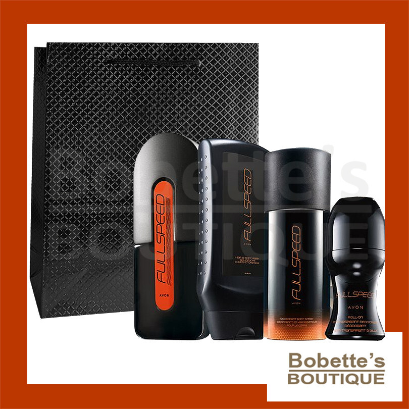 Full Speed Avon coffret parfum homme, gel douche et déodorant avec pochette cadeau