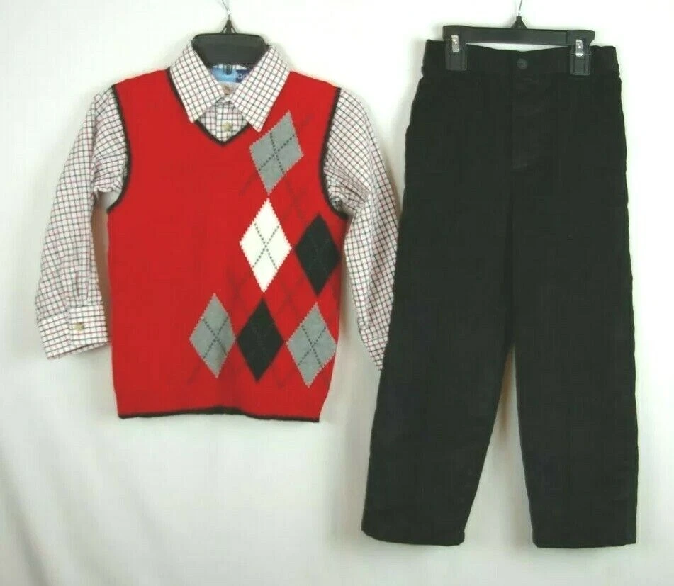 Goodlad 3 изделия наряд брюки, рубашка на пуговицах и свитер жилет для мальчиков/детей размер 5 - Изображение 4 из 4