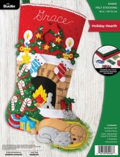 Bucilla Felt Stocking Applique Kit 18 Long Holiday Hearth 89486E