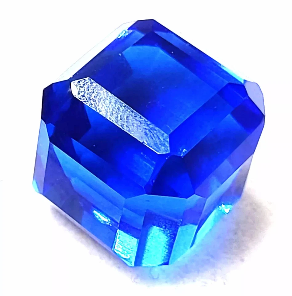 Blue Sapphire Cube 38 Ct Lab-Created Gemstone Loose Huge Size - Image 3 of 4