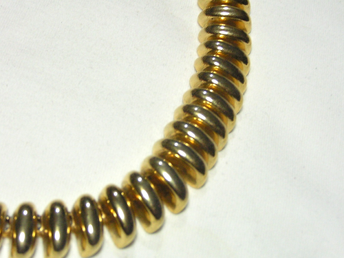 ...ERWIN PEARL...Gold Tone Domed Sections Necklace... - Picture 7 of 10