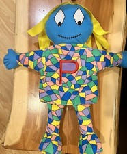 Vtg The Letter People P Puppet has Pretty Pointy Patches Alphabet Plush Abrams