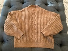 Vince Camuto Women's Mock Neck Cable Knit Pullover Sweater Relaxed Fit XL New