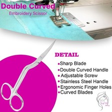 Embroidery Scissors Tailor Machine Dressmaking Stitching Large Double Curved