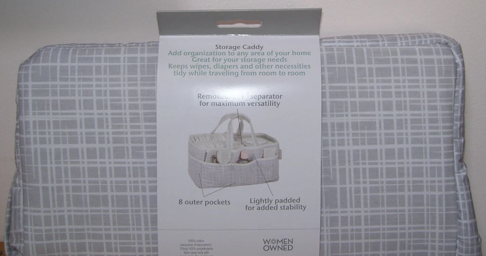 Trend Lab Gray White Storage Caddy Nursery Diaper Organizer - Image 2 of 2